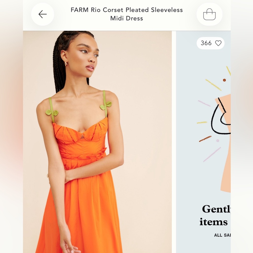 FARM Rio Vibrant Orange Strapless Dress